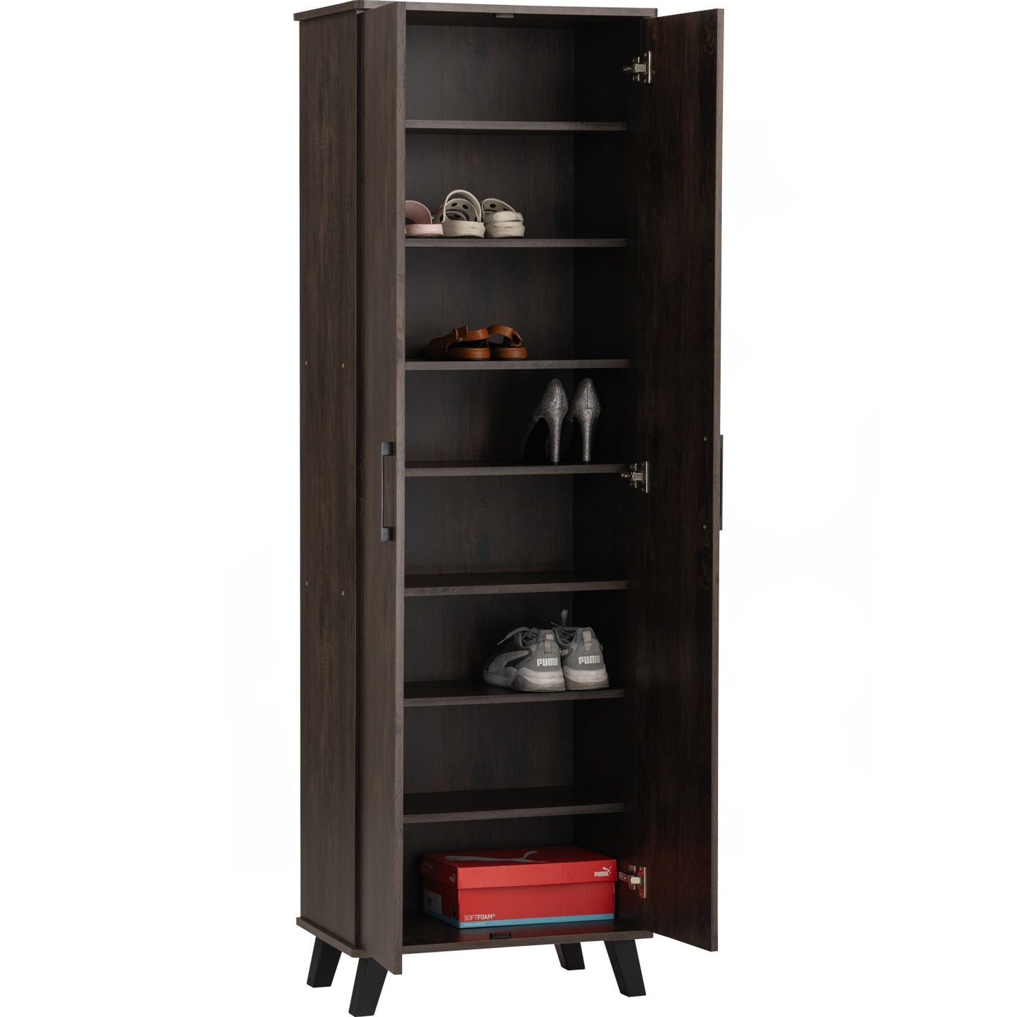 EVERETT 2 Door High Shoe Cabinet - Walnut
