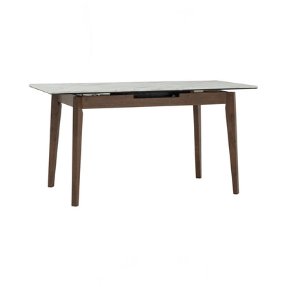 FOLTO Extendable Dining Table - Cocoa Leg, White Marble Grain Top (1200 + 300L)