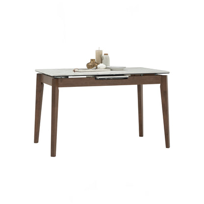 FOLTO Extendable Dining Table - Cocoa Leg, White Marble Grain Top (1200 + 300L)