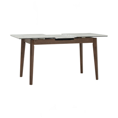 FOLTO Extendable Dining Table - Cocoa Leg, White Marble Grain Top (1200 + 300L)