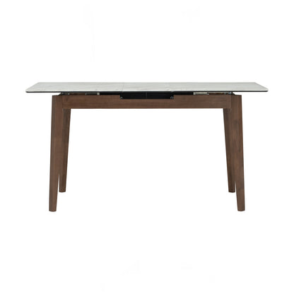 FOLTO Extendable Dining Table - Cocoa Leg, White Marble Grain Top (1200 + 300L)