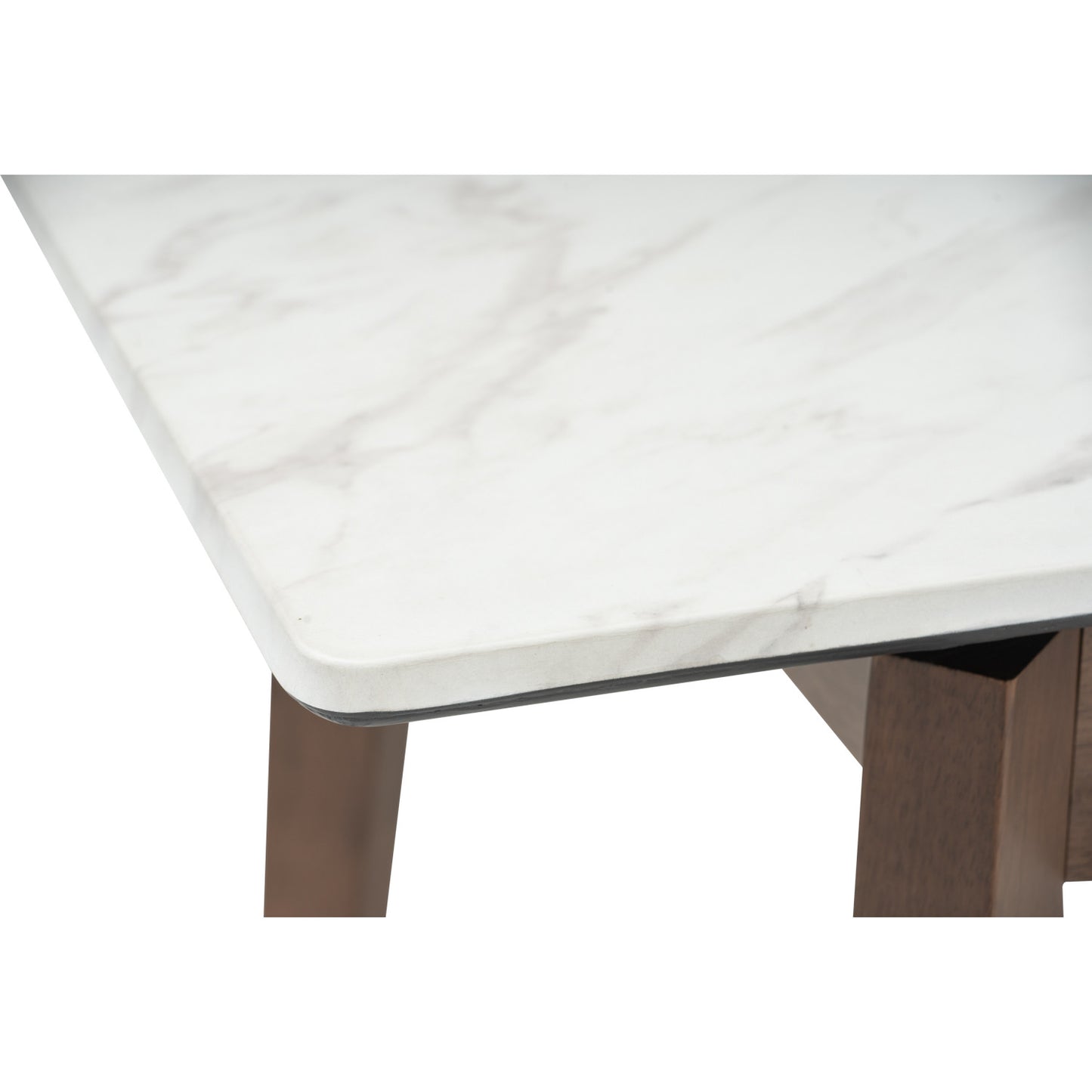FOLTO Extendable Dining Table - Cocoa Leg, White Marble Grain Top (1200 + 300L)