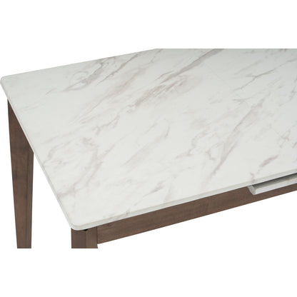 FOLTO Extendable Dining Table - Cocoa Leg, White Marble Grain Top (1200 + 300L)