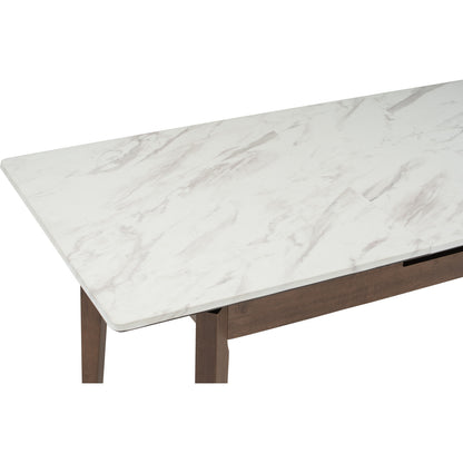 FOLTO Extendable Dining Table - Cocoa Leg, White Marble Grain Top (1200 + 300L)