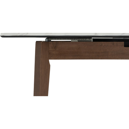 FOLTO Extendable Dining Table - Cocoa Leg, White Marble Grain Top (1200 + 300L)