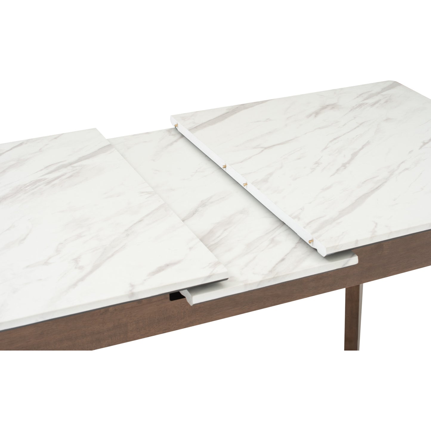 FOLTO Extendable Dining Table - Cocoa Leg, White Marble Grain Top (1200 + 300L)