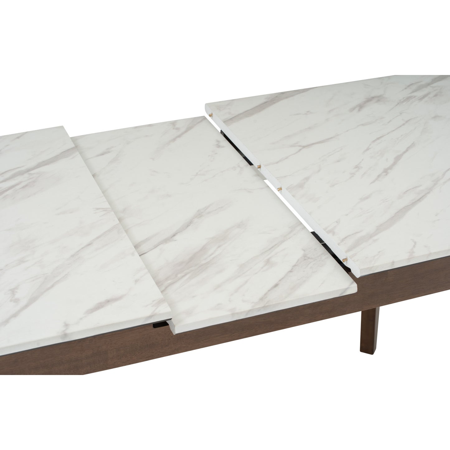 FOLTO Extendable Dining Table - Cocoa Leg, White Marble Grain Top (1200 + 300L)