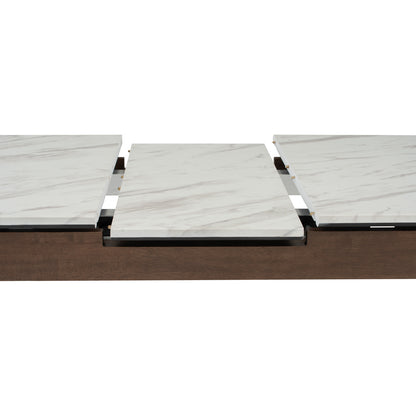 FOLTO Extendable Dining Table - Cocoa Leg, White Marble Grain Top (1200 + 300L)