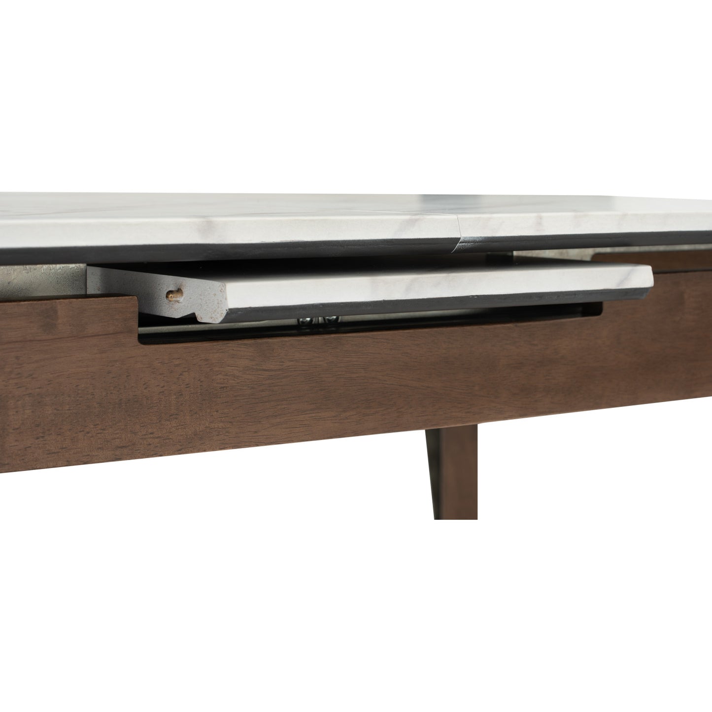 FOLTO Extendable Dining Table - Cocoa Leg, White Marble Grain Top (1200 + 300L)