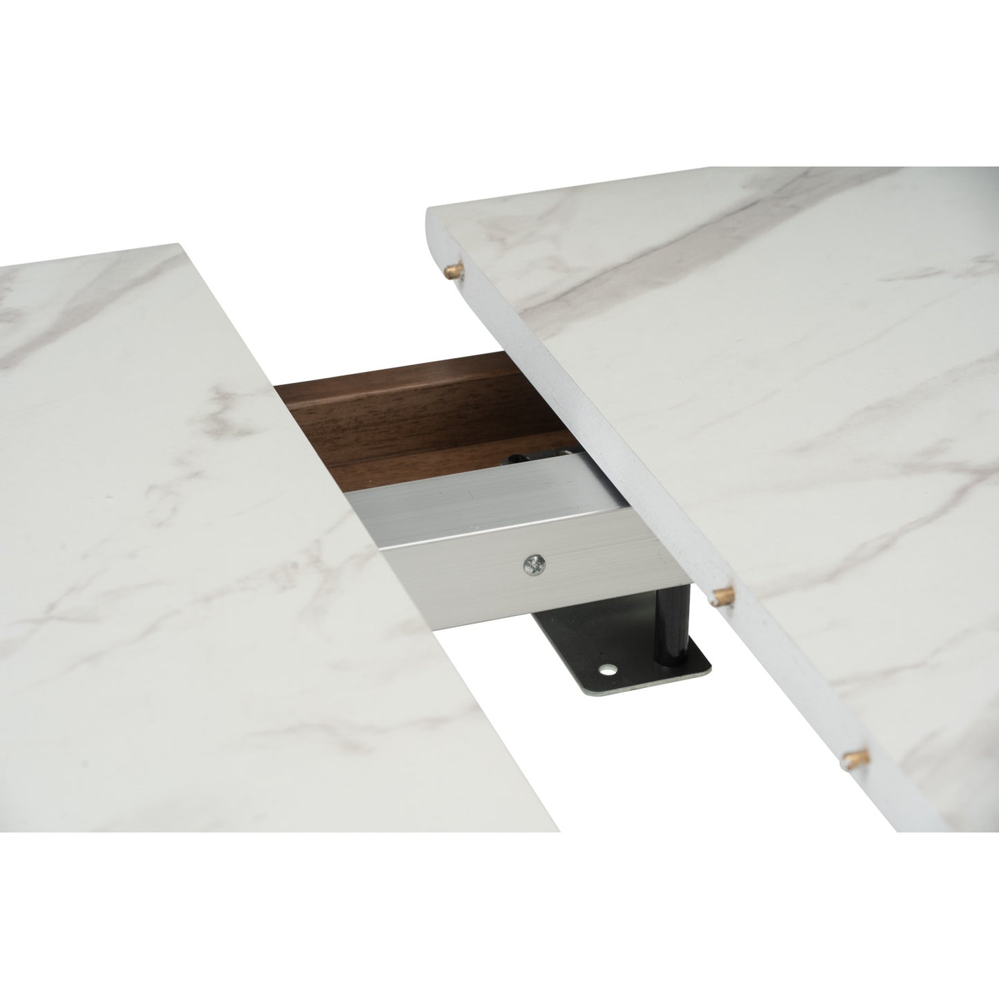 FOLTO Extendable Dining Table - Cocoa Leg, White Marble Grain Top (1200 + 300L)
