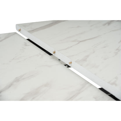 FOLTO Extendable Dining Table - Cocoa Leg, White Marble Grain Top (1200 + 300L)