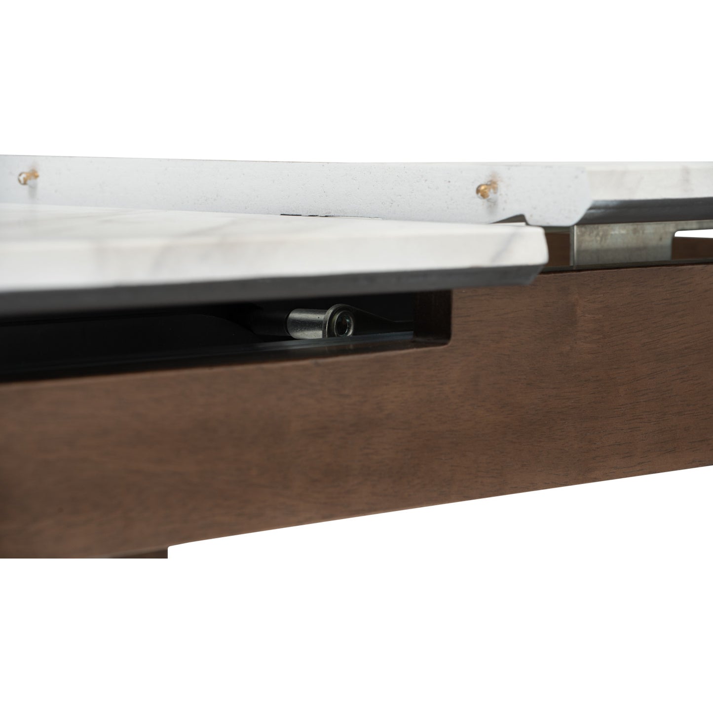 FOLTO Extendable Dining Table - Cocoa Leg, White Marble Grain Top (1200 + 300L)