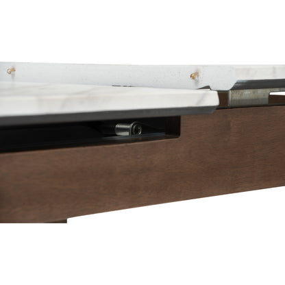 FOLTO Extendable Dining Table - Cocoa Leg, White Marble Grain Top (1200 + 300L)