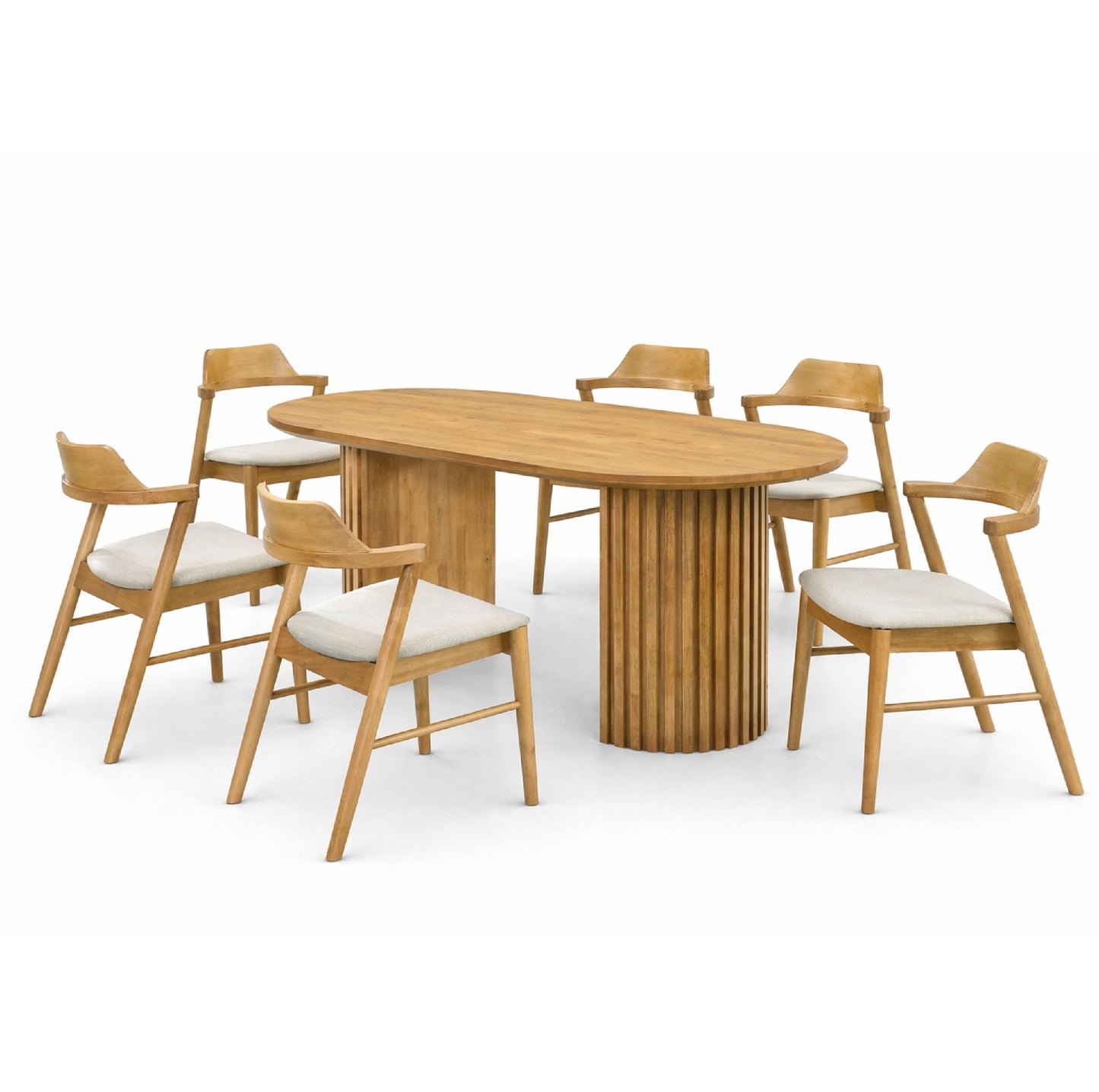 Dining Set ( 1 Haru Table + 6 Jessen Chair ) - Beech