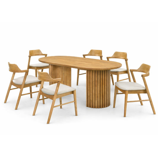 Dining Set ( 1 Haru Table + 6 Jessen Chair ) - Beech
