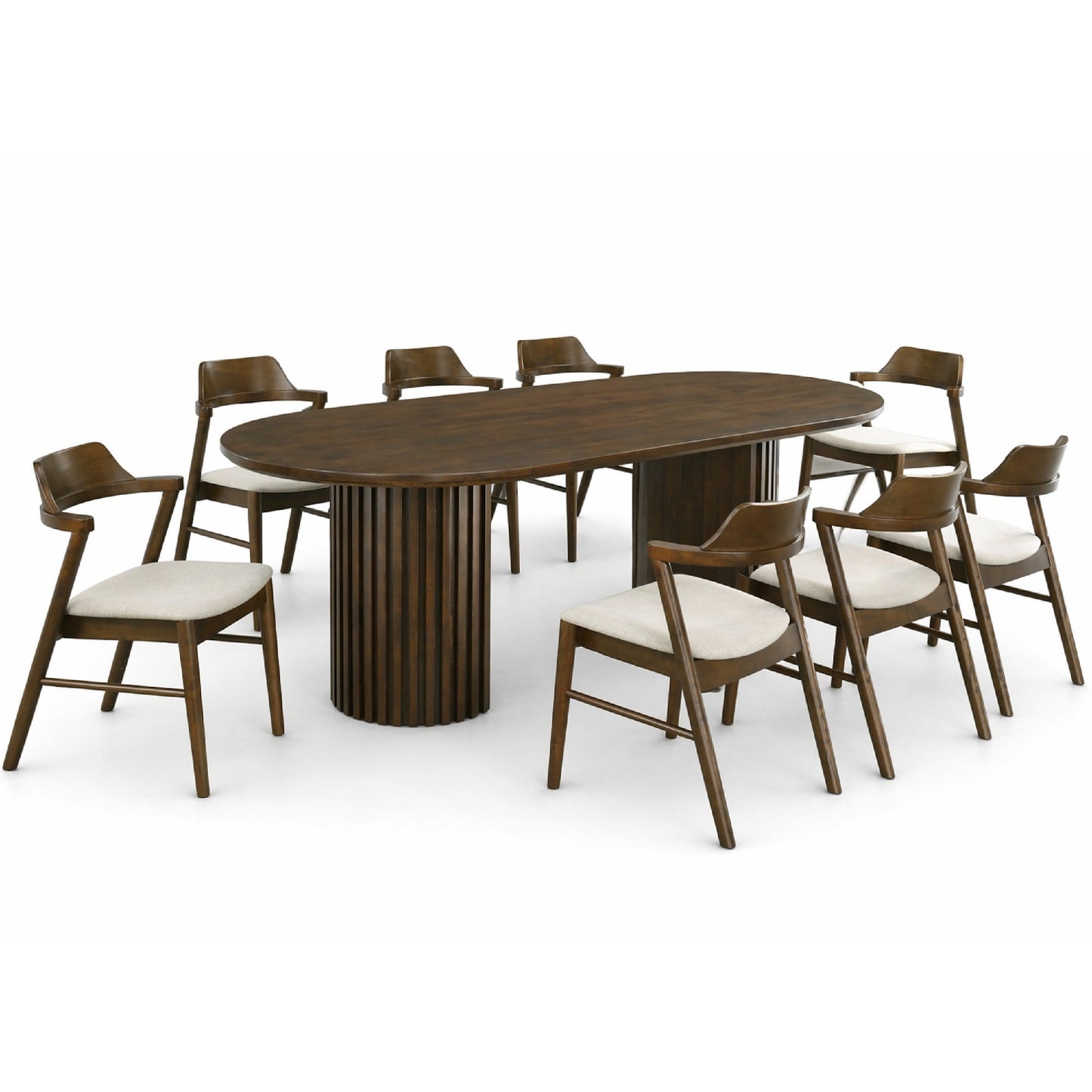 Dining Set ( 1 Haru Table + 8 Jessen Chair ) - Walnut