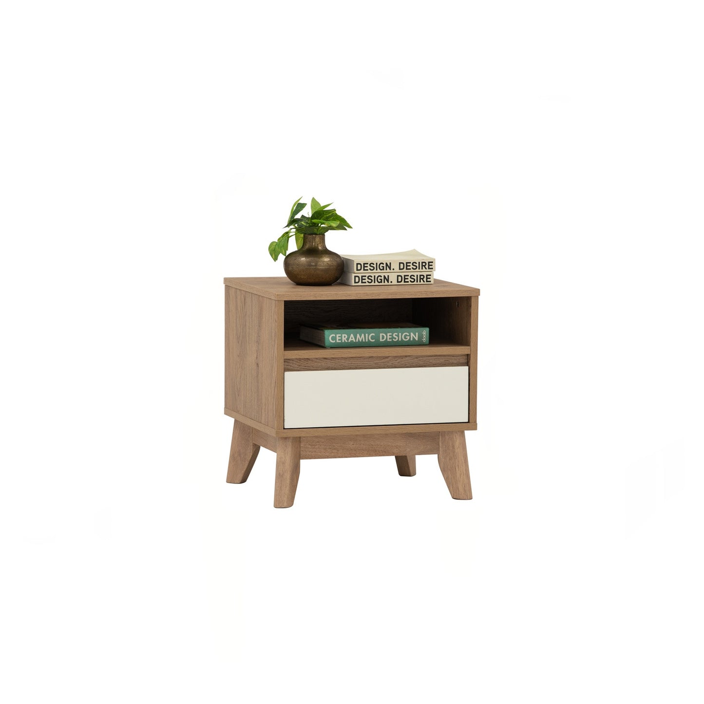 HIRADO Bed Side Table - Oak (1 Drawer)