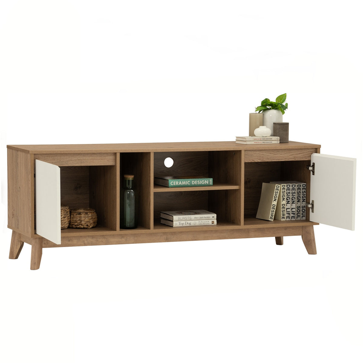 HIRADO TV Cabinet - Oak + White (1500L)