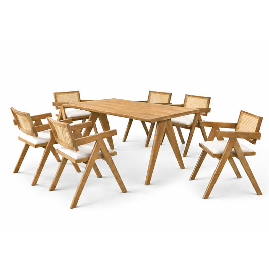 Dining Set ( 1 Kayla Table + 6 Kayla Chair ) - Beech