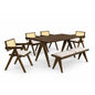Dining Set ( 1 Kayla Table + 4 Kayla Chair + 1 Kayla Bench ) - Walnut