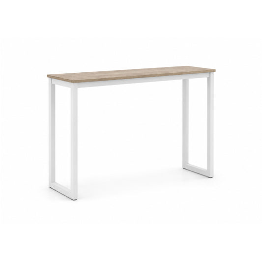 KRITY Console Table - White Leg, Beige Stone Grain Top