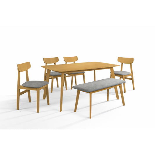 Dining Set ( 1 Lindy Table + 4 Chair + 1 Bench ) - Beech