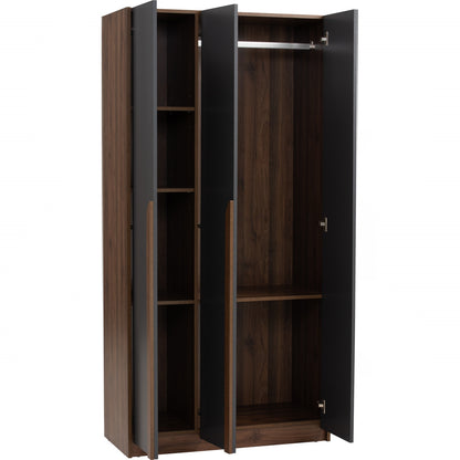 MANDO 3 Door Wardrobe - Black