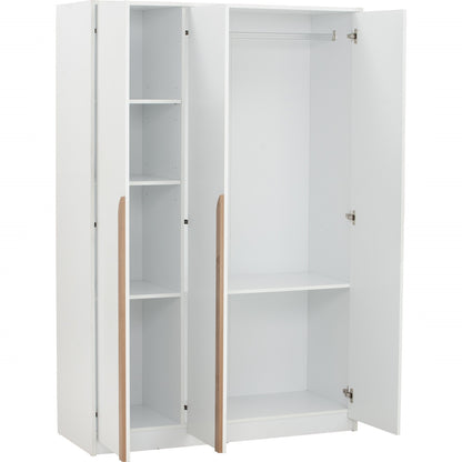 MANDO 3 Door Wardrobe - White (1200L)