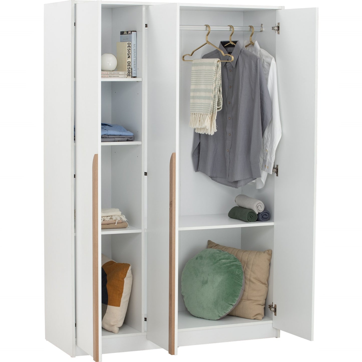 MANDO 3 Door Wardrobe - White (1200L)