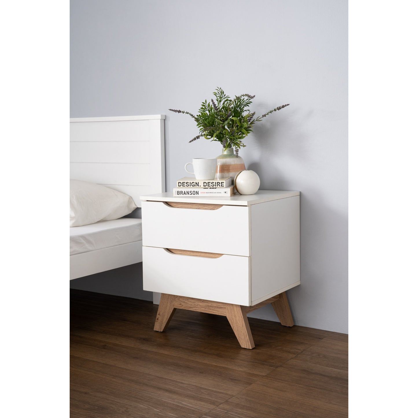 MANDO Bed Side Table - White