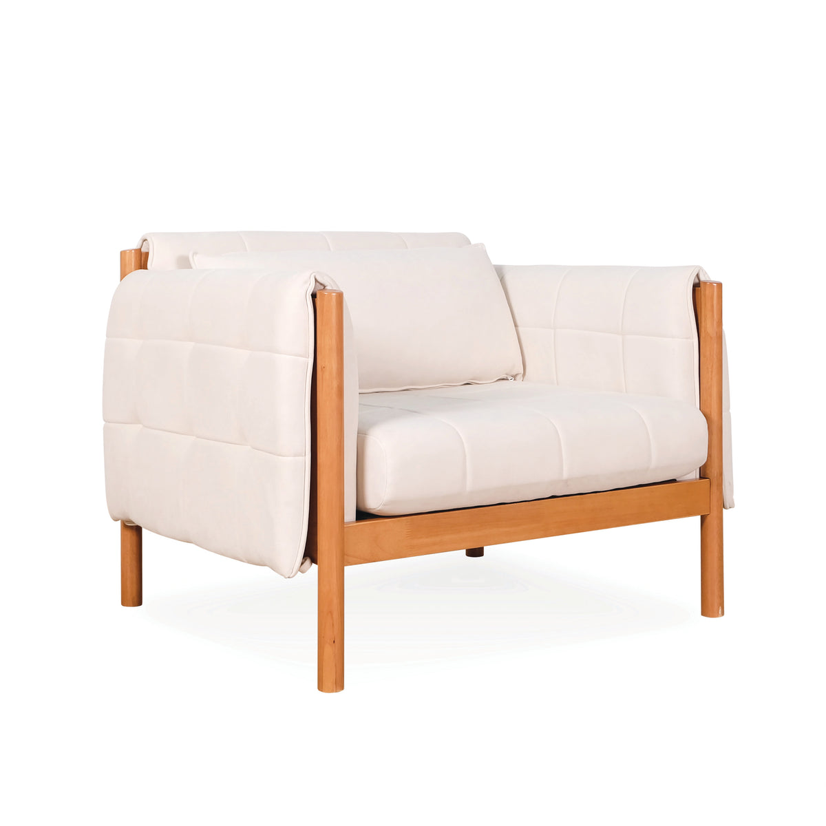 MIKA 1 Seater Sofa - Light Walnut