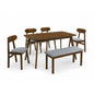 Dining Set ( 1 Mitti Table + 4 Luffee Chair + 1 Fendi Bench ) - Walnut