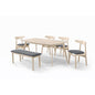 Dining Set ( 1 Mitti Table + 4 Neo Chair + 1 Fendi Bench ) - White Wash
