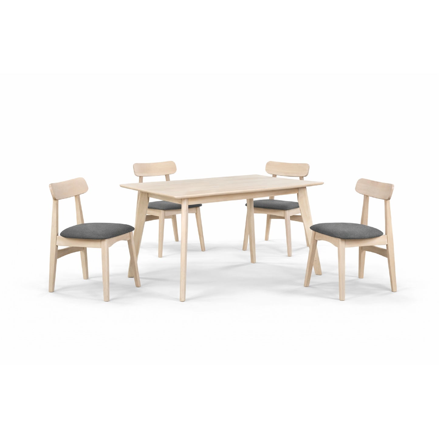 Dining Set ( 1 Mitti Table + 4 Tenza Chair ) - White Wash