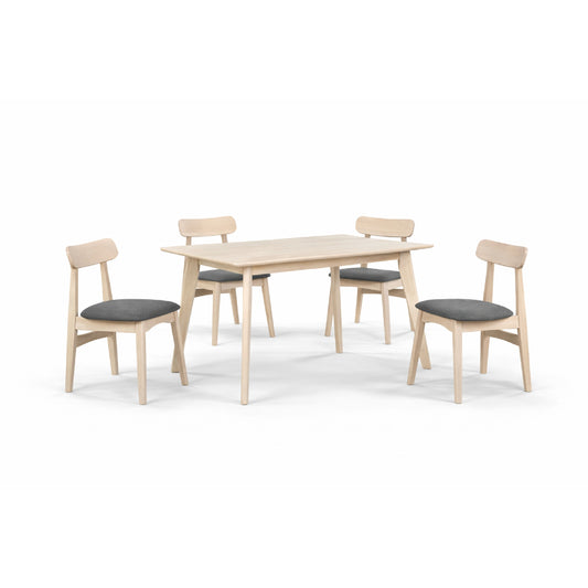 Dining Set ( 1 Mitti Table + 4 Tenza Chair ) - White Wash