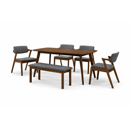 Dining Set ( 1 Mitti Table + 4 Texas Chair + 1 Fendi Bench ) - Walnut