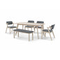 Dining Set ( 1 Mitti Table + 4 Texas Chair + 1 Fendi Bench ) - White Wash