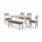 Dining Set ( 1 Mitti Table + 4 Zoro Chair + 1 Fendi Bench ) - White Wash