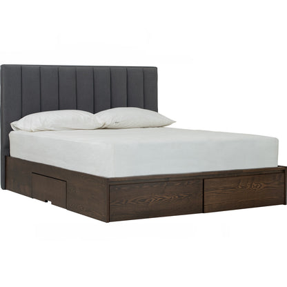 MOLA Bedframe With Storage - Cocoa, Dark Grey (Queen Size)(Pets Friendly Fabric)