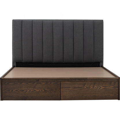MOLA Bedframe With Storage - Cocoa, Dark Grey (Queen Size)(Pets Friendly Fabric)