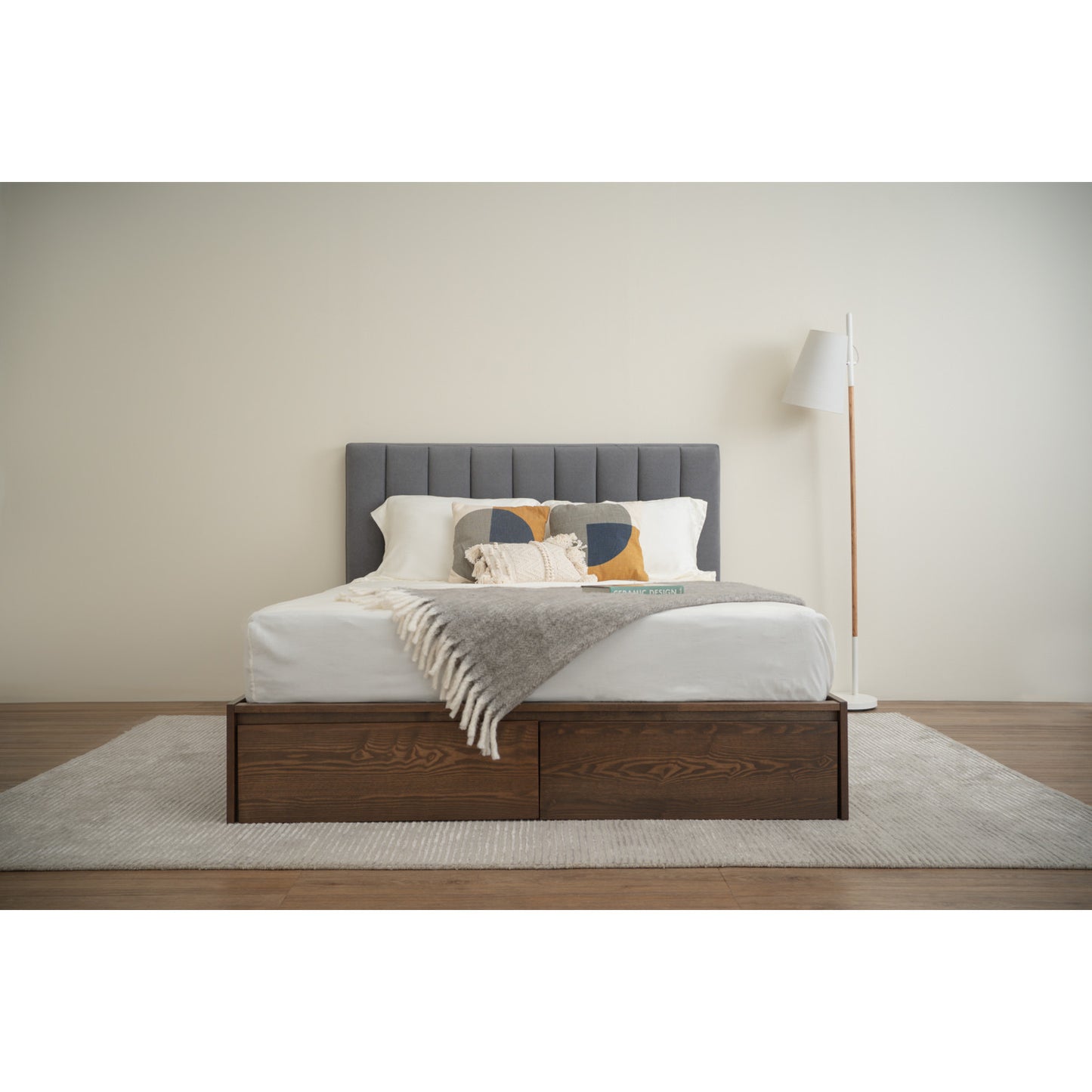 MOLA Bedframe With Storage - Cocoa, Dark Grey (Queen Size)(Pets Friendly Fabric)