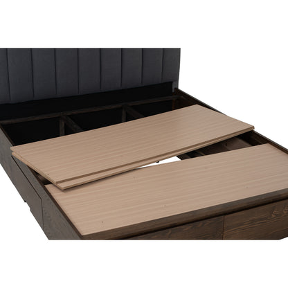 MOLA Bedframe With Storage - Cocoa, Dark Grey (Queen Size)(Pets Friendly Fabric)