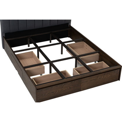 MOLA Bedframe With Storage - Cocoa, Dark Grey (Queen Size)(Pets Friendly Fabric)