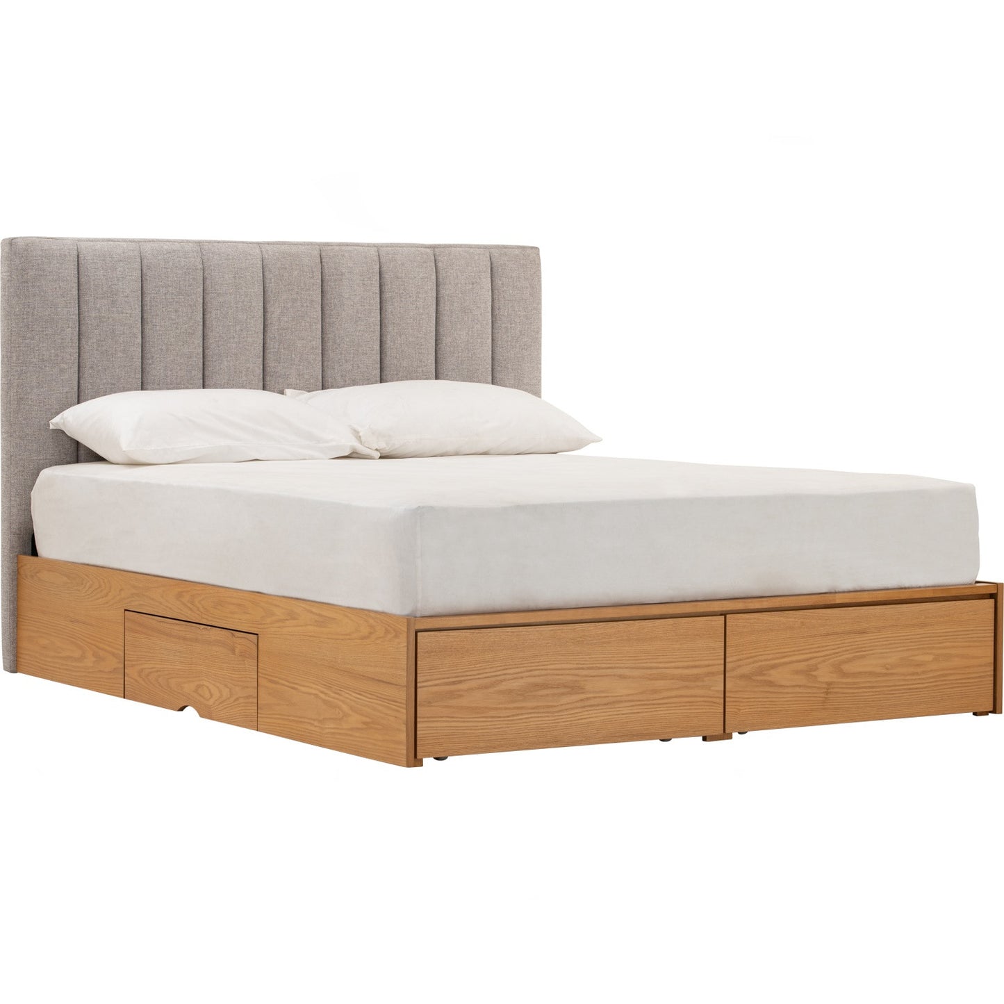 MOLA Bedframe With Storage - Natural, Grey (Queen Size)