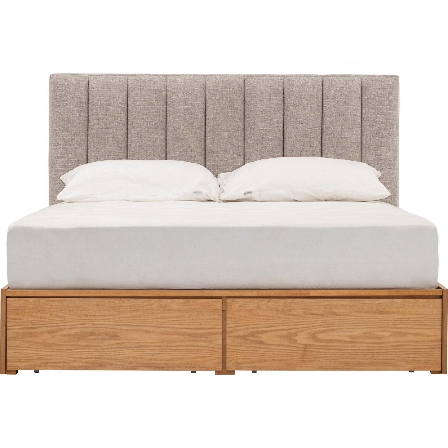 MOLA Bedframe With Storage - Natural, Grey (Queen Size)