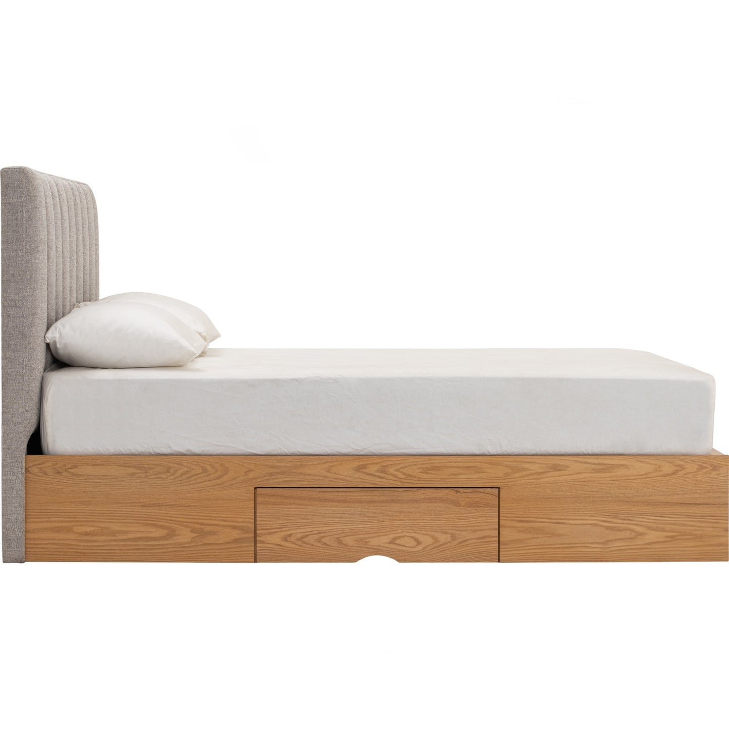 MOLA Bedframe With Storage - Natural, Grey (Queen Size)