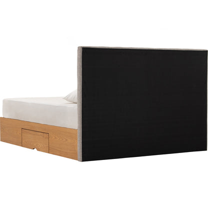 MOLA Bedframe With Storage - Natural, Grey (Queen Size)