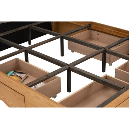 MOLA Bedframe With Storage - Natural, Grey (Queen Size)