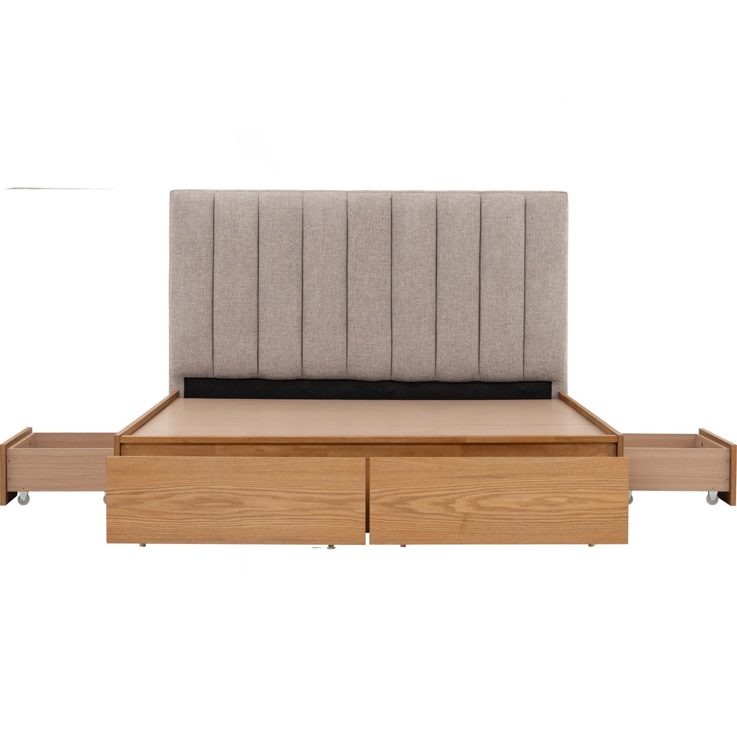 MOLA Bedframe With Storage - Natural, Grey (Queen Size)