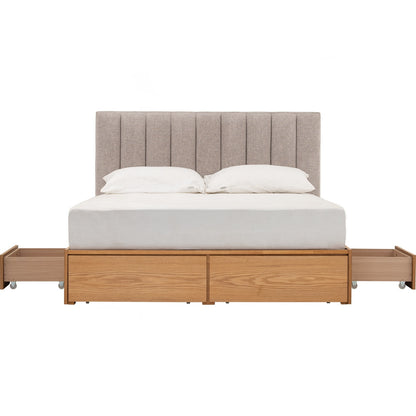 MOLA Bedframe With Storage - Natural, Grey (Queen Size)
